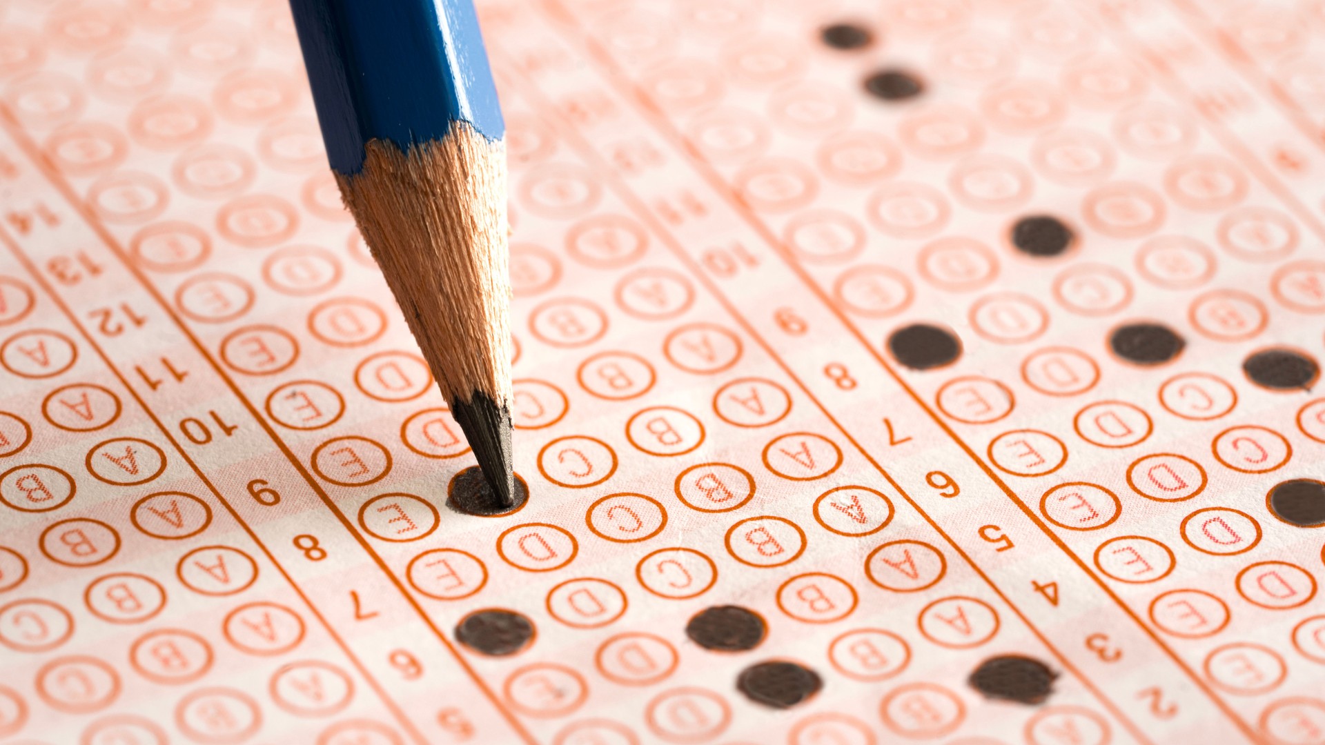 Student filling out answers to a test